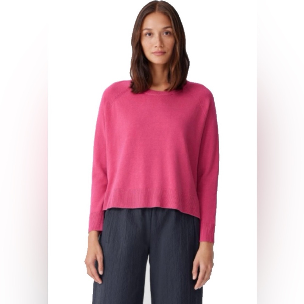 Final day! SALE! Eileen Fisher Women's Classic Crewneck Sweater Bright Pink sz m